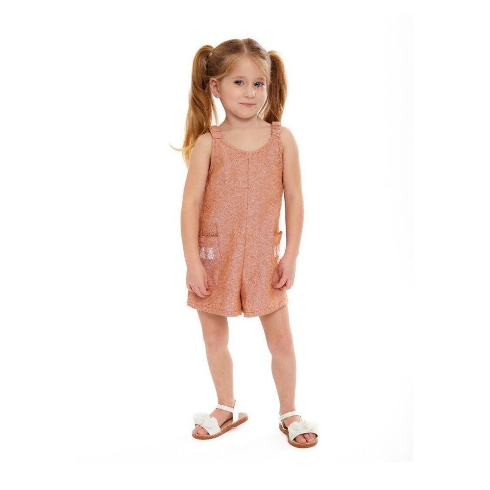 New Toddler Girls Sz‎ 4t Pineapple Romper Rust Orange Brown Pockets Walmart